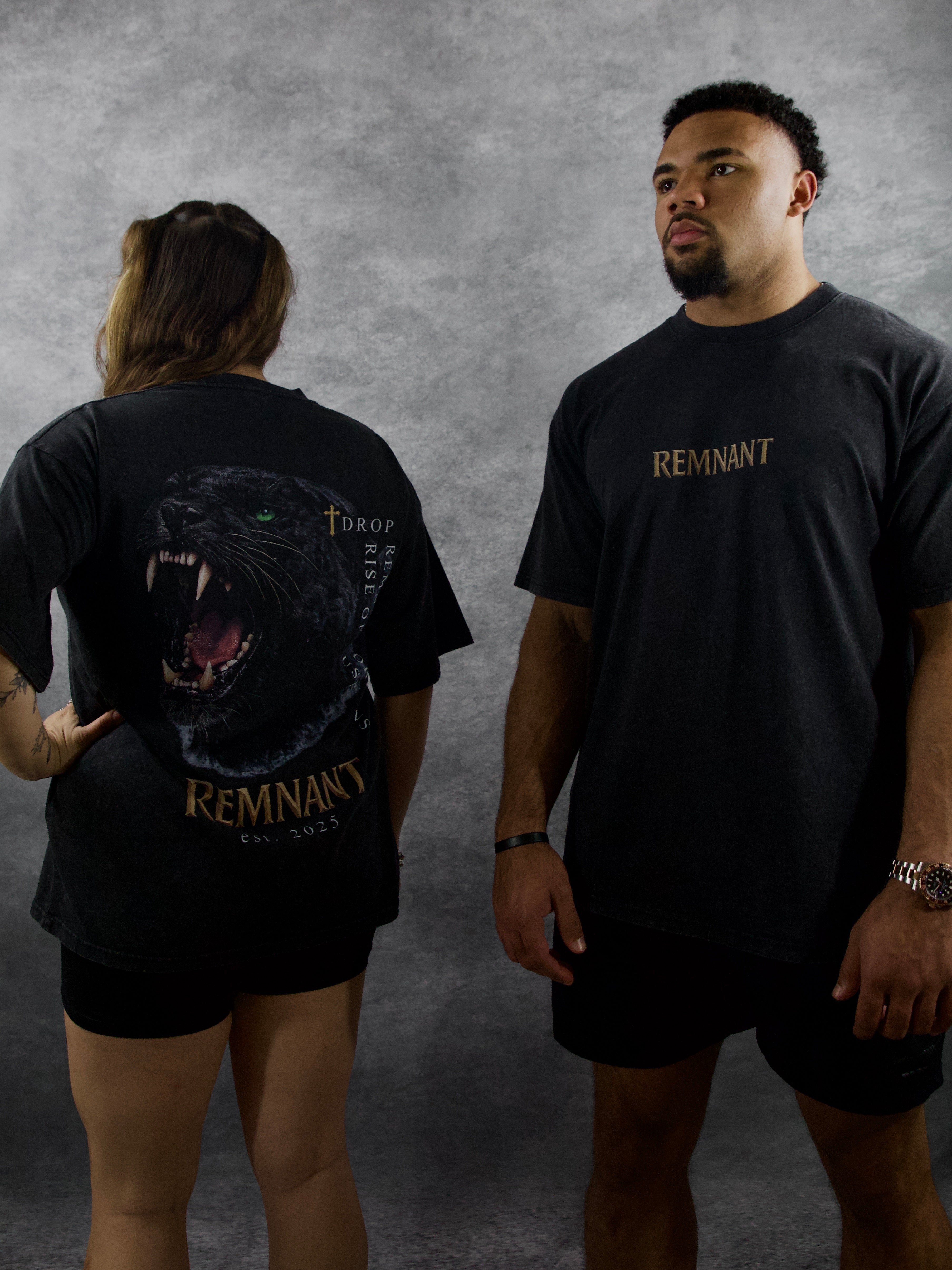 PANTHER PREMIUM WASHED TEE IN BLACK