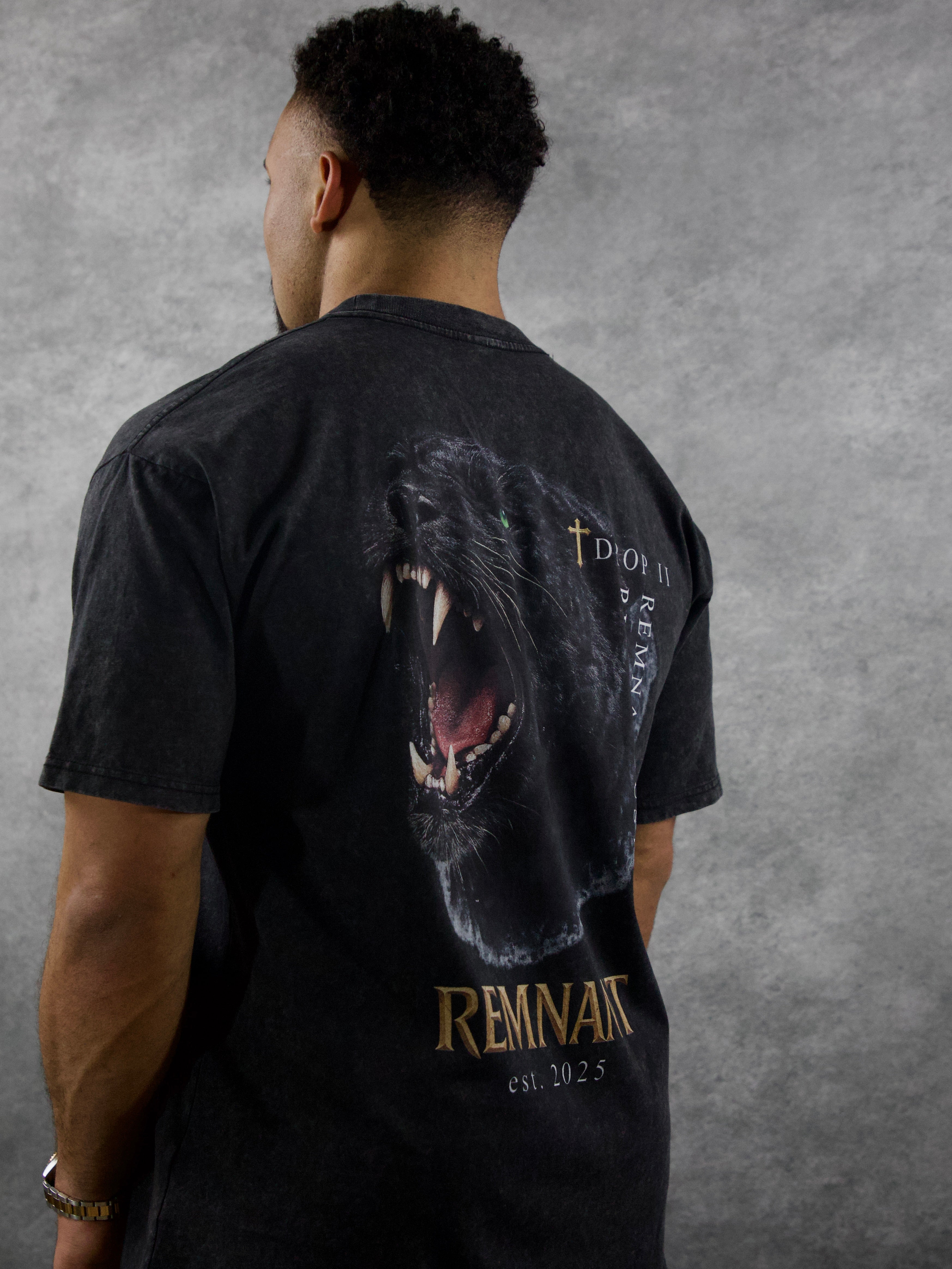 PANTHER PREMIUM WASHED TEE IN BLACK