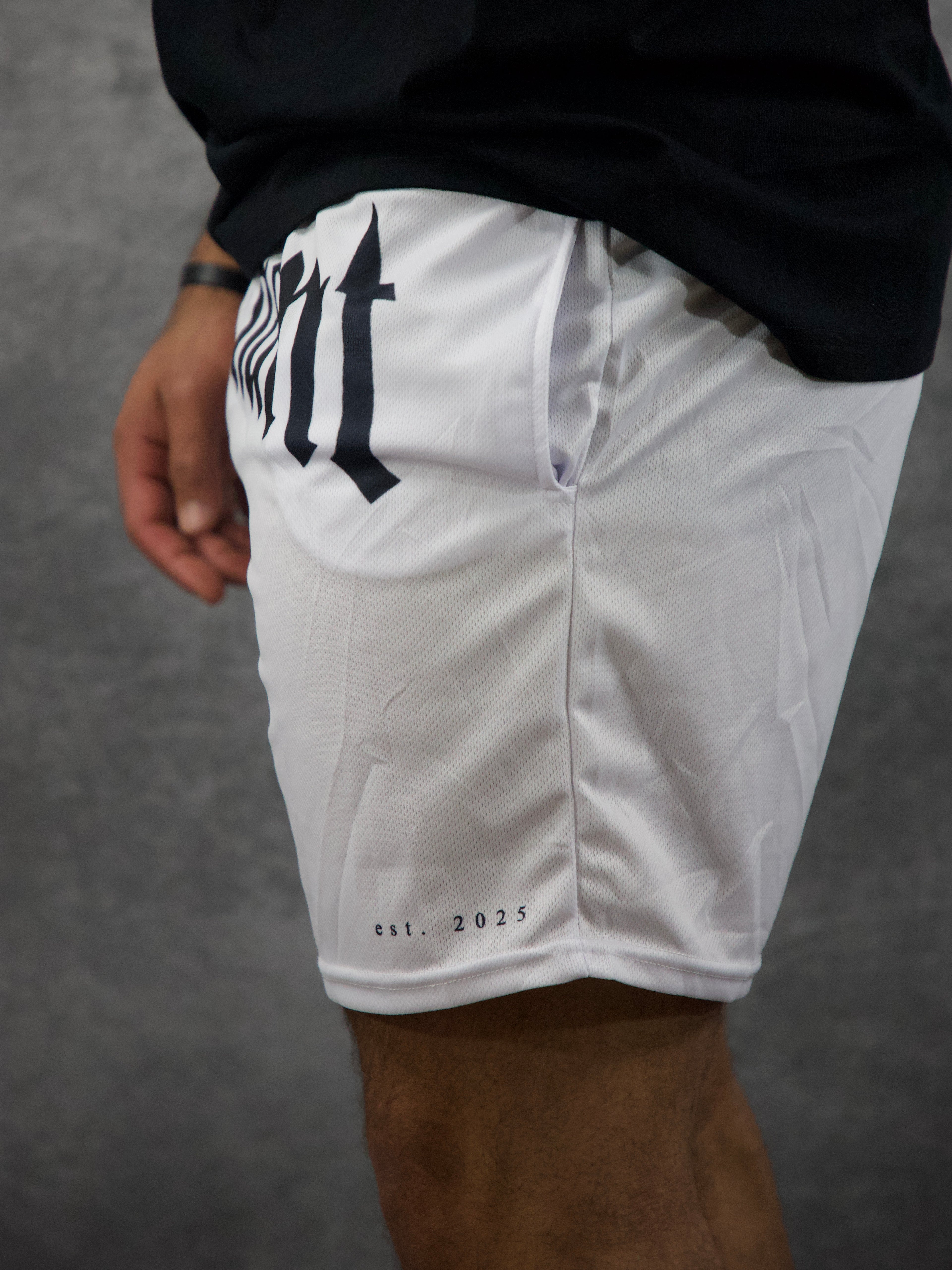 HOLY COVERINGS PERFORMANCE SHORTS IN WHITE