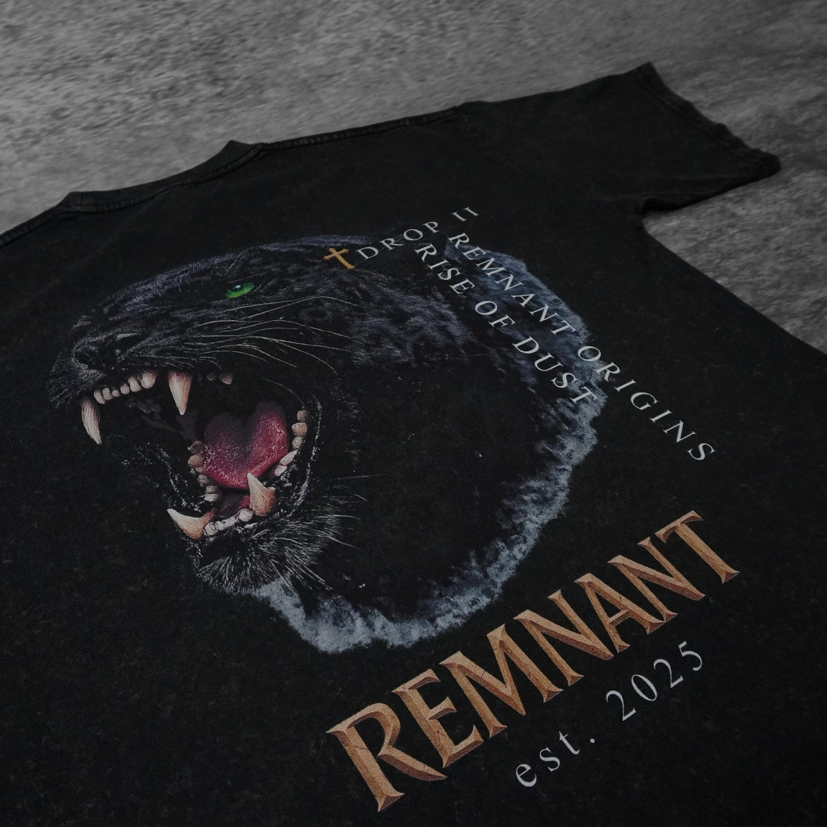 PANTHER PREMIUM WASHED TEE IN BLACK