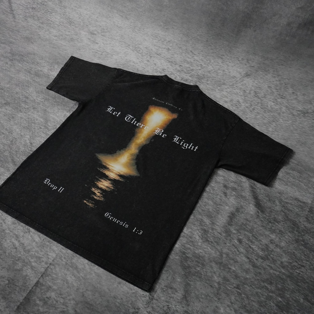 LET THERE BE LIGHT PREMIUM WASHED TEE IN BLACK
